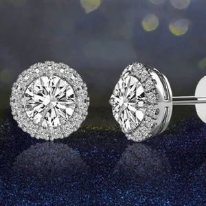 3.44 CTTW Round Halo Stud Earrings with Swarovski
